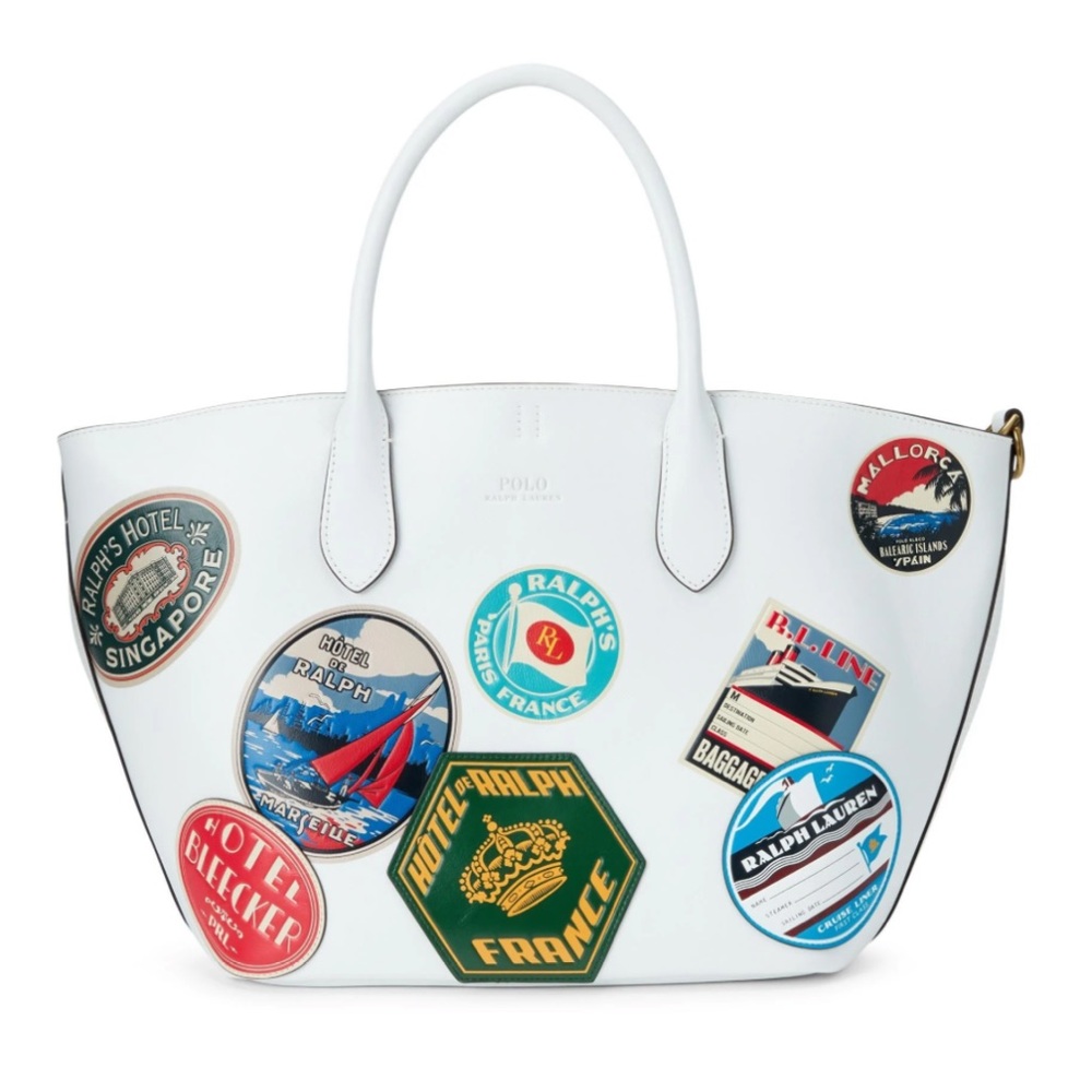 ISO Ralph Lauren White Tote (Bellport tote) Bag with Travel Patches